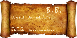 Bleich Barnabás névjegykártya